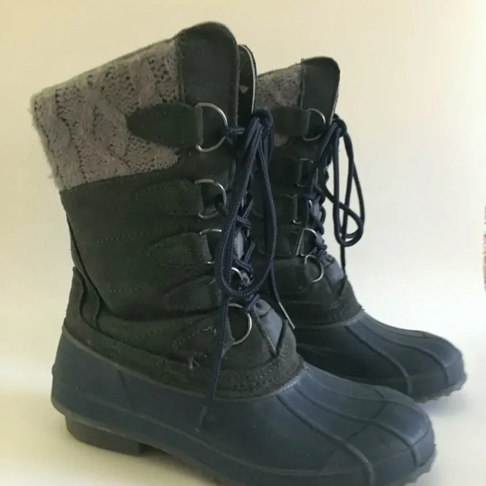Khombu Snow Boots Shoes Size 6 Gray Blue Waterproof